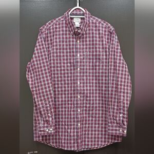 LL Bean Men's Tall Red Plaid Shirt Traditional Fit 100% Cotton
